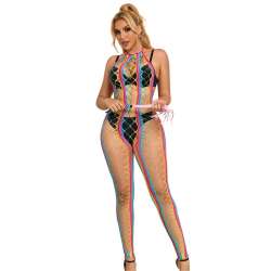 SUBBLIME 952358 BODYSTOCKING DE REJILLA CUELLO HALTER ARCOIRIS TALLA aNICA