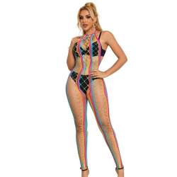 SUBBLIME 952358 BODYSTOCKING DE REJILLA CUELLO HALTER ARCOIRIS TALLA aNICA
