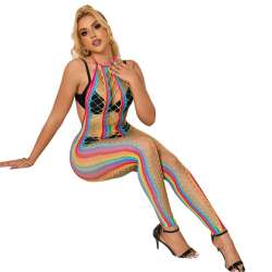 SUBBLIME 952358 BODYSTOCKING DE REJILLA CUELLO HALTER ARCOIRIS TALLA aNICA