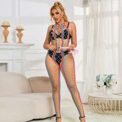 SUBBLIME 952358 BODYSTOCKING DE REJILLA CUELLO HALTER ARCOIRIS TALLA aNICA