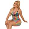SUBBLIME 952365 BODYSTOCKING DE REJILLA HOMBROS DESCUBIERTOS ARCOIRIS TALLA aNICA