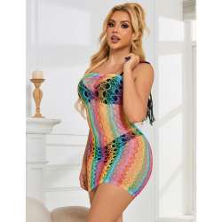 SUBBLIME 952365 BODYSTOCKING DE REJILLA HOMBROS DESCUBIERTOS ARCOIRIS TALLA aNICA