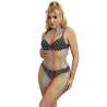 SUBBLIME 952433 BODYSTOCKING DE REJILLA SIN MANGAS CON CUELLO ALTO ARCOIRIS TALLA aNICA