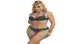 SUBBLIME 952433 BODYSTOCKING DE REJILLA SIN MANGAS CON CUELLO ALTO ARCOIRIS TALLA aNICA
