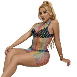 SUBBLIME 952433 BODYSTOCKING DE REJILLA SIN MANGAS CON CUELLO ALTO ARCOIRIS TALLA aNICA