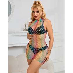 SUBBLIME 952433 BODYSTOCKING DE REJILLA SIN MANGAS CON CUELLO ALTO ARCOIRIS TALLA aNICA
