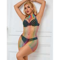SUBBLIME 952433 BODYSTOCKING DE REJILLA SIN MANGAS CON CUELLO ALTO ARCOIRIS TALLA aNICA