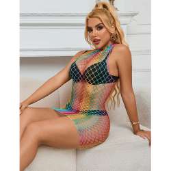 SUBBLIME 952433 BODYSTOCKING DE REJILLA SIN MANGAS CON CUELLO ALTO ARCOIRIS TALLA aNICA