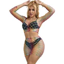 SUBBLIME 952440 BODYSTOCKING DE REJILLA 2 PIEZAS MANGA LARGA ARCOIRIS TALLA aNICA