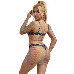 SUBBLIME 952440 BODYSTOCKING DE REJILLA 2 PIEZAS MANGA LARGA ARCOIRIS TALLA aNICA