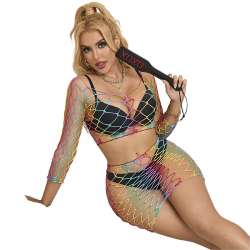 SUBBLIME 952440 BODYSTOCKING DE REJILLA 2 PIEZAS MANGA LARGA ARCOIRIS TALLA aNICA