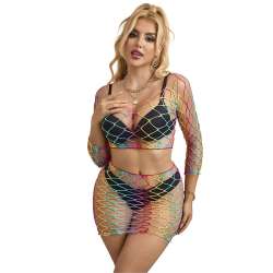 SUBBLIME 952440 BODYSTOCKING DE REJILLA 2 PIEZAS MANGA LARGA ARCOIRIS TALLA aNICA
