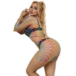 SUBBLIME 952440 BODYSTOCKING DE REJILLA 2 PIEZAS MANGA LARGA ARCOIRIS TALLA aNICA