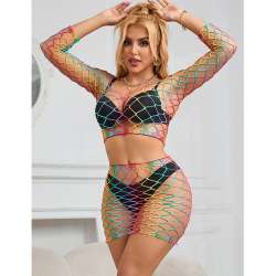 SUBBLIME 952440 BODYSTOCKING DE REJILLA 2 PIEZAS MANGA LARGA ARCOIRIS TALLA aNICA