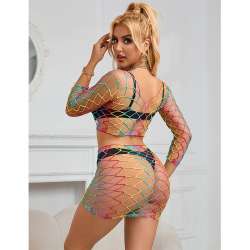 SUBBLIME 952440 BODYSTOCKING DE REJILLA 2 PIEZAS MANGA LARGA ARCOIRIS TALLA aNICA
