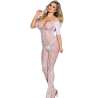 SUBBLIME 951818 BODYSTOCKING CROTCHLESS DE REJILLA CON PATRaN DE ROSAS BLANCA TALLA aNICA