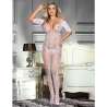 SUBBLIME 951818 BODYSTOCKING CROTCHLESS DE REJILLA CON PATRaN DE ROSAS BLANCA TALLA aNICA