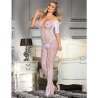 SUBBLIME 951818 BODYSTOCKING CROTCHLESS DE REJILLA CON PATRaN DE ROSAS BLANCA TALLA aNICA