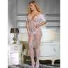 SUBBLIME 951818 BODYSTOCKING CROTCHLESS DE REJILLA CON PATRaN DE ROSAS BLANCA TALLA aNICA