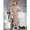 SUBBLIME 951818 BODYSTOCKING CROTCHLESS DE REJILLA CON PATRaN DE ROSAS BLANCA TALLA aNICA