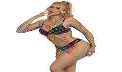 SUBBLIME 952426 BODYSTOCKING DE REJILLA MANGA LARGA ARCOIRIS TALLA aNICA