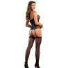 SUBBLIME 952099 BODYSTOCKING DE REJILLA CON LIGUEROS Y DETALLES FLORALES NEGRO TALLA aNICA