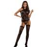SUBBLIME 952099 BODYSTOCKING DE REJILLA CON LIGUEROS Y DETALLES FLORALES NEGRO TALLA aNICA