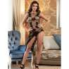 SUBBLIME 952129 BODYSTOCKING DE REJILLA CON DISEaO DE VESTIDO Y DETALLES FLORALES NEGRO TALLA aNICA