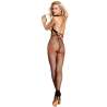 SUBBLIME 951795 BODYSTOCKING DE REJILLA CUELLO HALTER Y COPA ABIERTA DE ENCAJE NEGRO TALLA aNICA