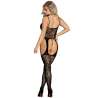 SUBBLIME 951887 BODYSTOCKING CROTCHLESS DE REJILLA CON TIRANTES NEGRO TALLA aNICA