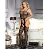SUBBLIME 951887 BODYSTOCKING CROTCHLESS DE REJILLA CON TIRANTES NEGRO TALLA aNICA