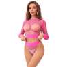 SUBBLIME 952204 BODYSTOCKING DE REJILLA 2 PIEZAS DE MANGA LARGA ROSA TALLA aNICA