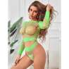SUBBLIME 952211 BODYSTOCKING DE REJILLA 2 PIEZAS DE MANGA LARGA VERDE TALLA aNICA