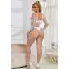 SUBBLIME 952396 BODYSTOCKING DE REJILLA CON DIAMANTES MANGA LARGA BLANCO TALLA aNICA