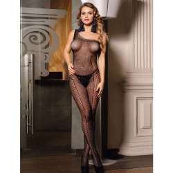SUBBLIME 952037 BODYSTOCKING DE REJILLA DE UN HOMBRO CON DIAMANTES NEGRO TALLA aNICA