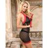 SUBBLIME 952068 VESTIDO CORTO DE REJILLA CON COSTURAS NEGRAS Y ROJAS TALLA aNICA