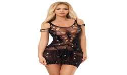 SUBBLIME 952198 BODYSTOCKING DE REJILLA CON DIAMANTES BRILLANTES NEGRO TALLA aNICA