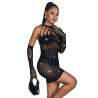SUBBLIME 952235 BODYSTOCKING DE REJILLA CON BRILLANTES Y GUANTES NEGRO TALLA aNICA