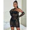 SUBBLIME 952235 BODYSTOCKING DE REJILLA CON BRILLANTES Y GUANTES NEGRO TALLA aNICA