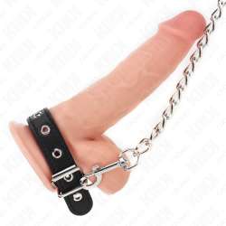 KINK ANILLO PENE CUERO 215 X 2 CM CON CADENA METAL 60 CM Y CORREA DE CUERO
