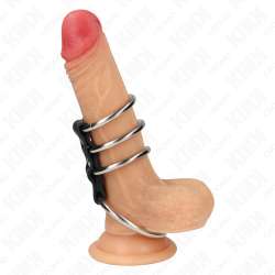 KINK 4 ANILLOS PENE METAL 37 CM A 5 CM CONECTADOS POR CUERO
