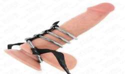 KINK 4 ANILLOS PENE METAL CONECTADOS 38 CM A 5 CM CON CINTURaN DE POLIPIEL 112 CM