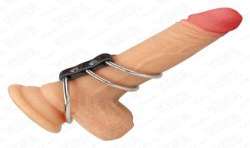 KINK ANILLO PENE TRIPLE METAL 37 CM A 5 CM CONECTADOS CON CUERO