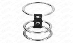KINK ANILLO PENE TRIPLE METAL 37 CM A 5 CM CONECTADOS CON CUERO