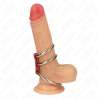 KINK ANILLO PENE TRIPLE METAL 37 CM A 5 CM CONECTADOS CON CUERO ROJO