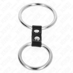 KINK ANILLO PENE DOBLE METAL 37 CM A 5 CM CONECTADOS POR CORREA POLIPIEL MODELO 2