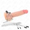 KINK ANILLO PENE TRIPLE METAL CROMADO 38 CM A 5 CM CON CADENA METAL 26 CM Y PINZAS PARA PEZONES MODELO 2