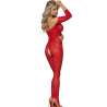 SUBBLIME 951825 BODYSTOCKING CROTCHLESS DE REJILLA CON PATRaN DE ROSAS ROJO TALLA aNICA