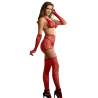 SUBBLIME 952181 BODYSTOCKING DE REJILLA CON GUANTES Y DIAMANTES ROJO TALLA aNICA