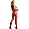 SUBBLIME 952181 BODYSTOCKING DE REJILLA CON GUANTES Y DIAMANTES ROJO TALLA aNICA